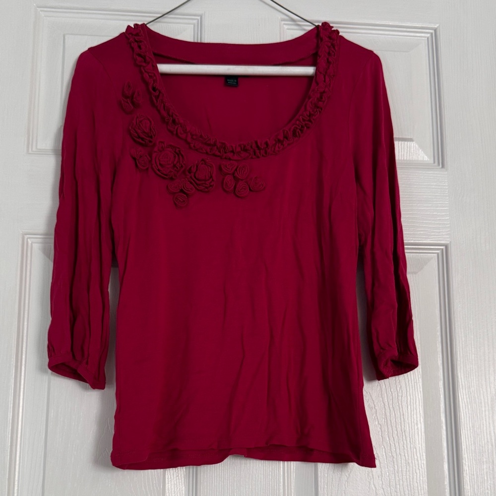 BODEN- Pink Blouse with Floral Accents